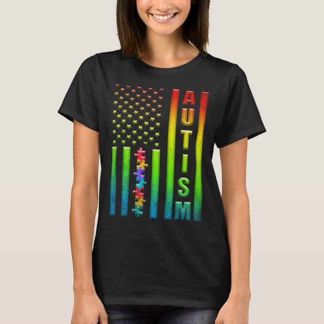 Camiseta Autism American Flag Autism Awareness Life For Men (Frente)