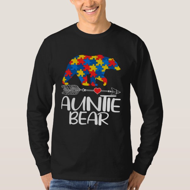 Camiseta Autism Auntie Bear Autistic Support Autism Awarene (Frente)