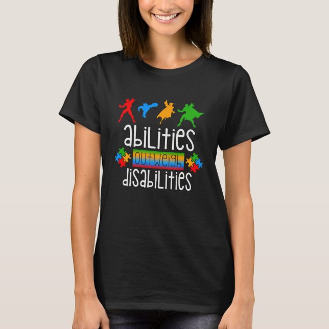 Camiseta Autism Awareness  Abilities Outweigh Disabilities  (Frente)