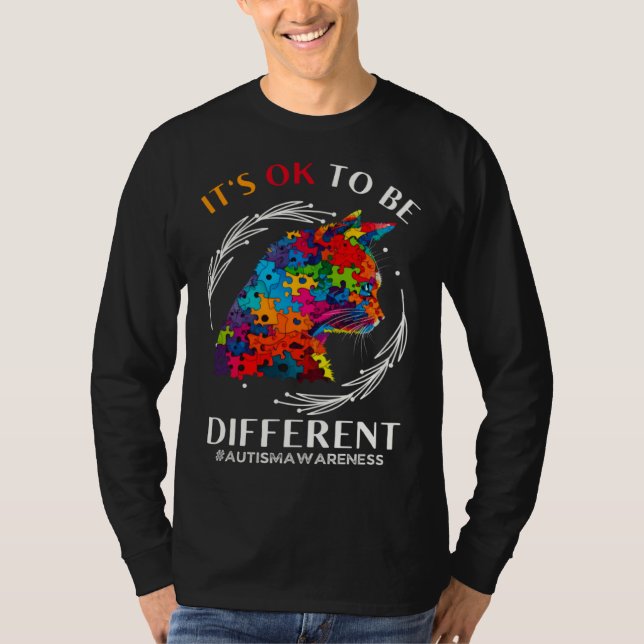 Camiseta Autism Awareness Acceptance Cats Its Ok To Be Diff (Frente)