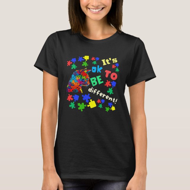 Camiseta Autism Awareness Acceptance Cats Its Ok To Be Diff (Frente)