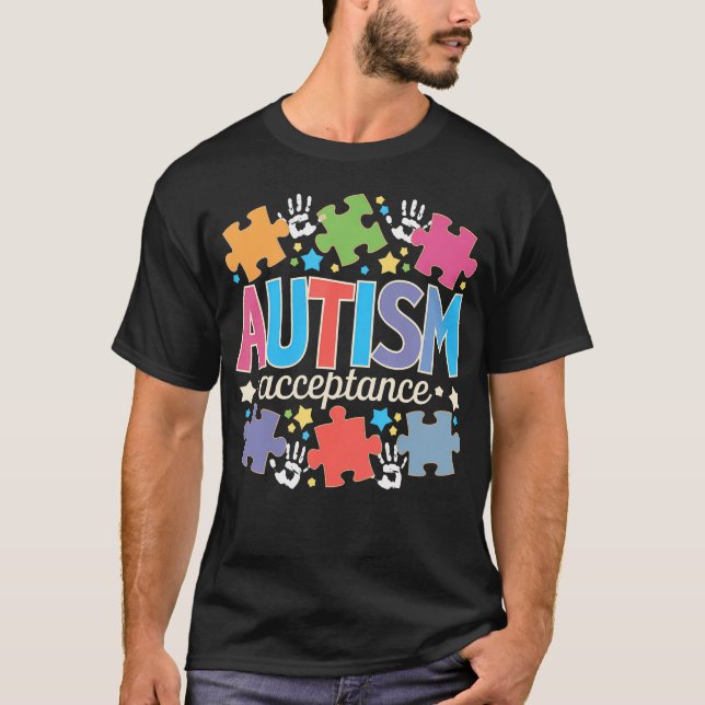 Camiseta Autism Awareness Acceptance Puzzles (Frente)