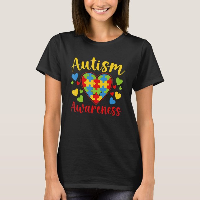 Camiseta Autism Awareness Acceptance & Support Teacher Mom (Frente)
