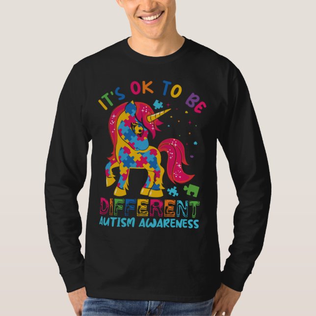 Camiseta Autism Awareness Acceptance Unicorn Its Ok To Be D (Frente)