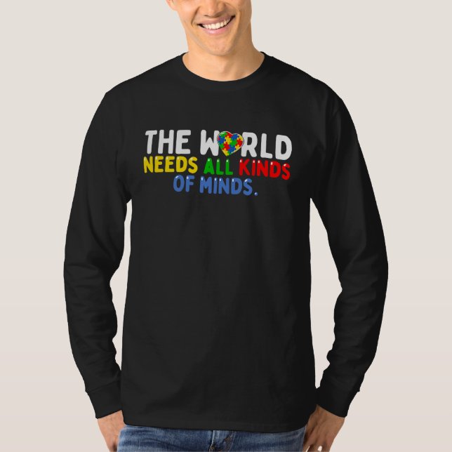 Camiseta Autism Awareness All Kinds Of Minds Autistic Suppo (Frente)