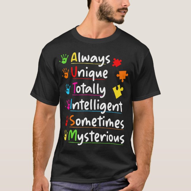 Camiseta Autism Awareness Always Unique Totally (Frente)