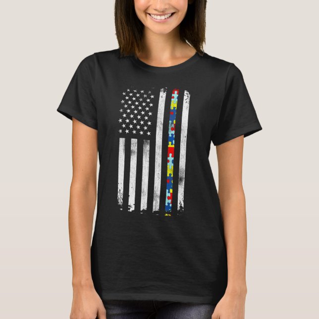 Camiseta Autism Awareness American Flag Active (Frente)