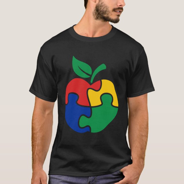 Camiseta Autism Awareness Apple puzzle Autism (Frente)