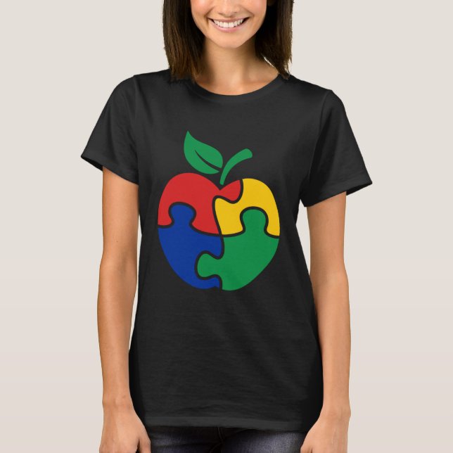 Camiseta Autism Awareness Apple puzzle Autism (Frente)