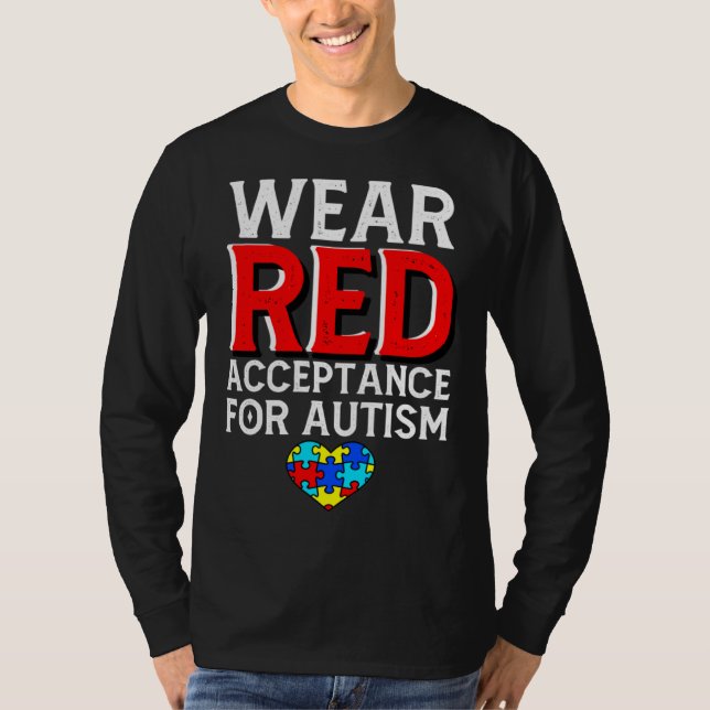 Camiseta Autism Awareness April Wear Red Acceptance for Aut (Frente)