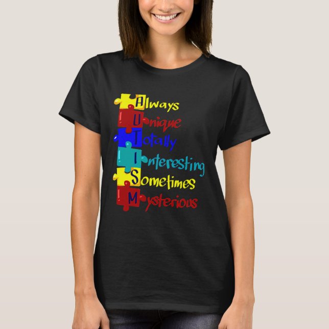 Camiseta Autism Awareness Autism Acronym Puzzle (Frente)