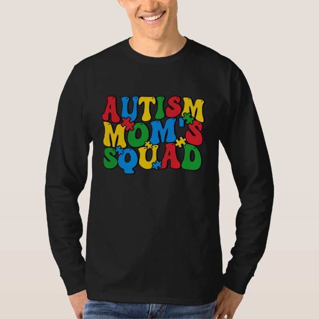 Camiseta Autism Awareness Autism Mom's Squad Puzzle Pieces  (Frente)
