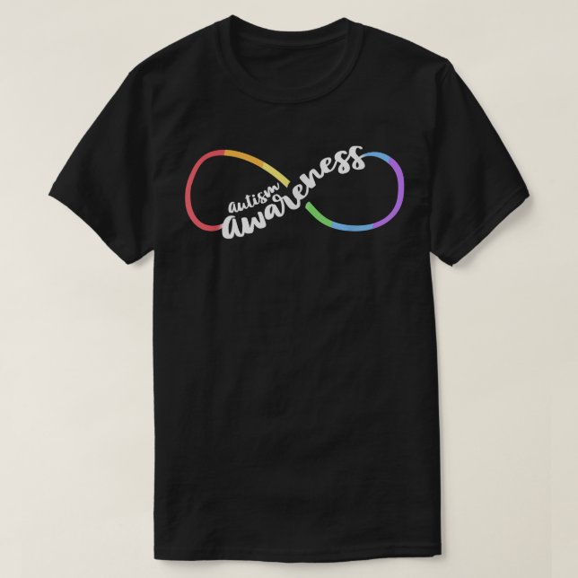 Camiseta Autism Awareness Autistic Acceptance Rainbow Infin (Frente do Design)