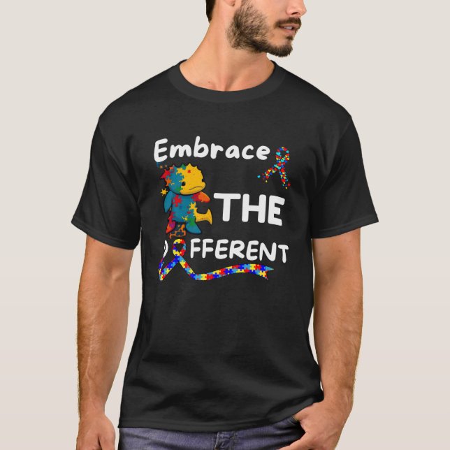 Camiseta Autism Awareness Axolotl Embrace Different Unmaski (Frente)