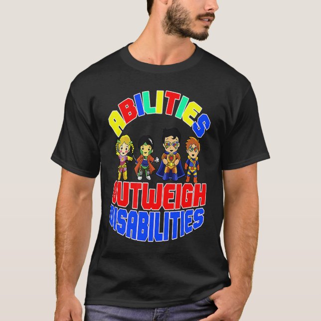 Camiseta Autism Awareness Boy Abilities Outweigh Disabiliti (Frente)