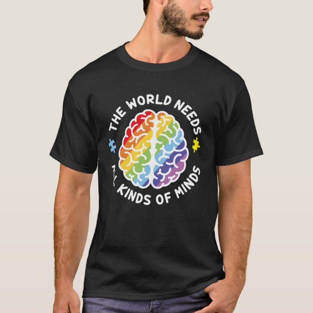 Camiseta Autism Awareness Brain The World Needs All Kinds O (Frente)