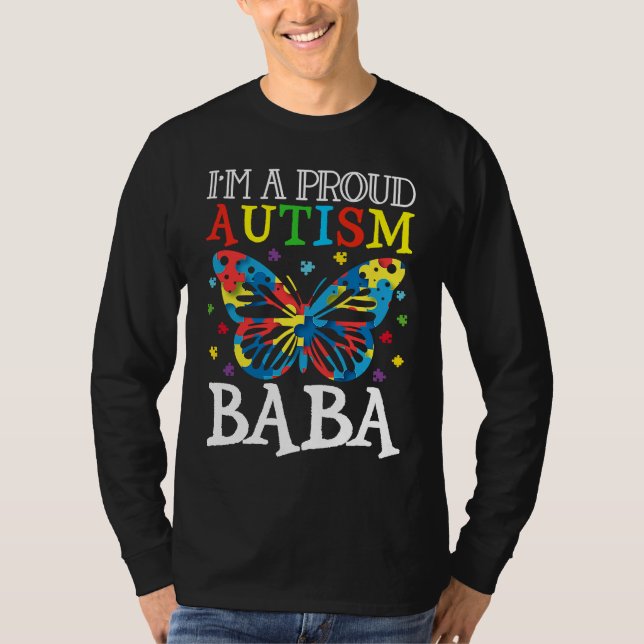 Camiseta Autism Awareness Butterfly I'm a Proud Autism Baba (Frente)