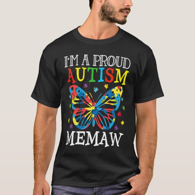 Camiseta Autism Awareness Butterfly I'm a Proud Autism Mema (Frente)