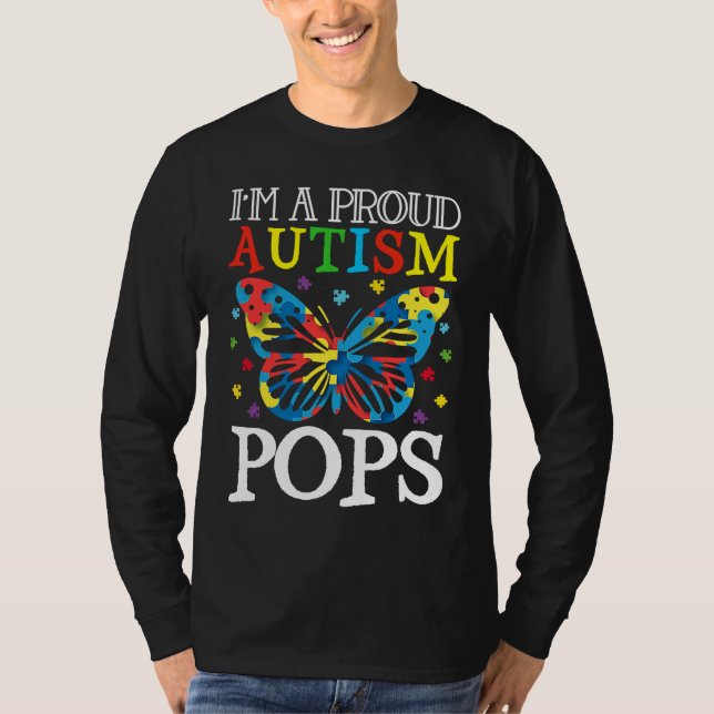 Camiseta Autism Awareness Butterfly I'm a Proud Autism Pops (Frente)