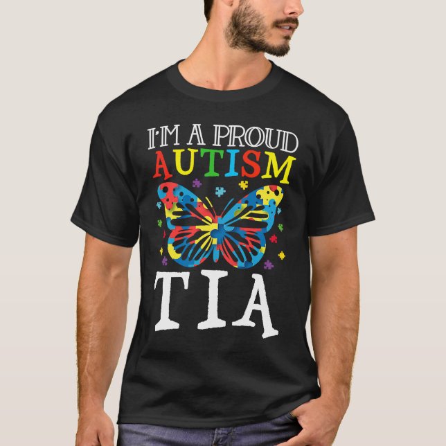 Camiseta Autism Awareness Butterfly I'm a Proud Autism Tia (Frente)