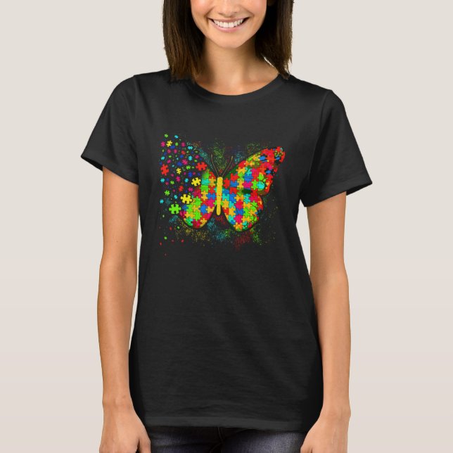 Camiseta Autism Awareness Butterfly Men Women Kids Autism A (Frente)