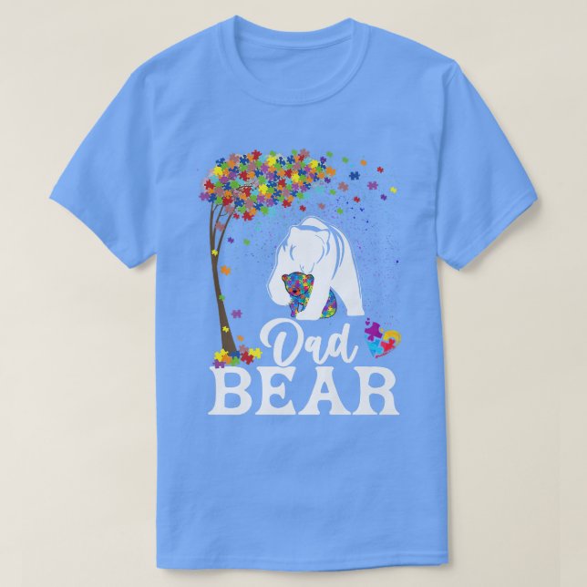 Camiseta Autism Awareness Dad Bear Support Autistic Premium (Frente do Design)