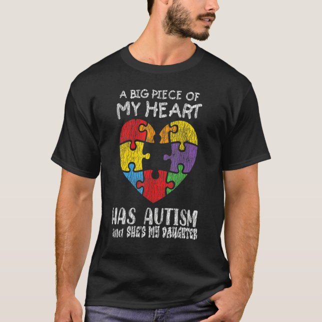 Camiseta Autism Awareness  Dad Mom Daughter Autistic Kids A (Frente)