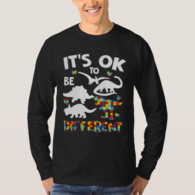 Camiseta Autism Awareness Dinosaur Kid Boys Its Ok To Be Di (Frente)