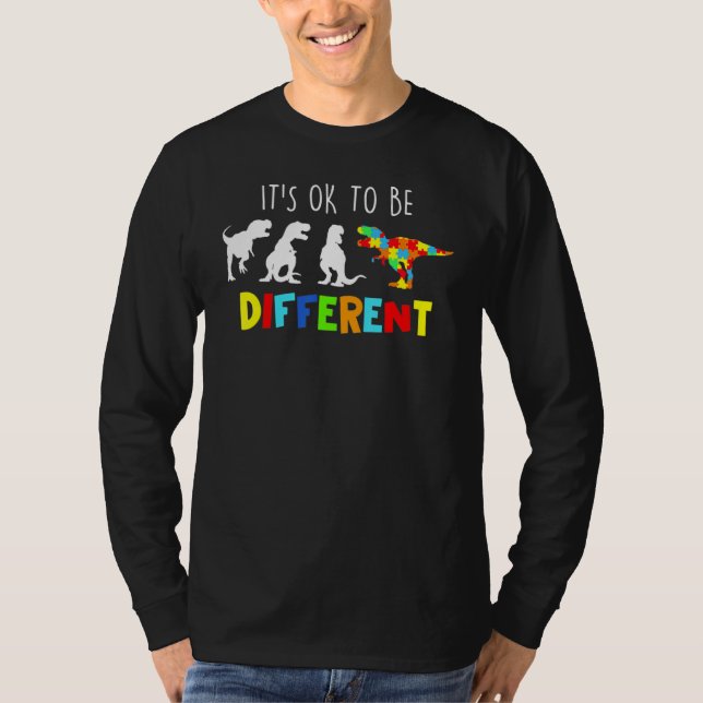Camiseta Autism Awareness Dinosaur Kid Boys Its Ok To Be Di (Frente)