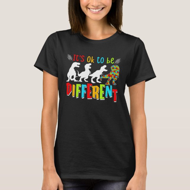 Camiseta Autism Awareness Dinosaurs Kid Boys Autism Differe (Frente)