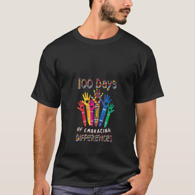 Camiseta Autism Awareness Embrace Differences 100 Days Of S (Frente)