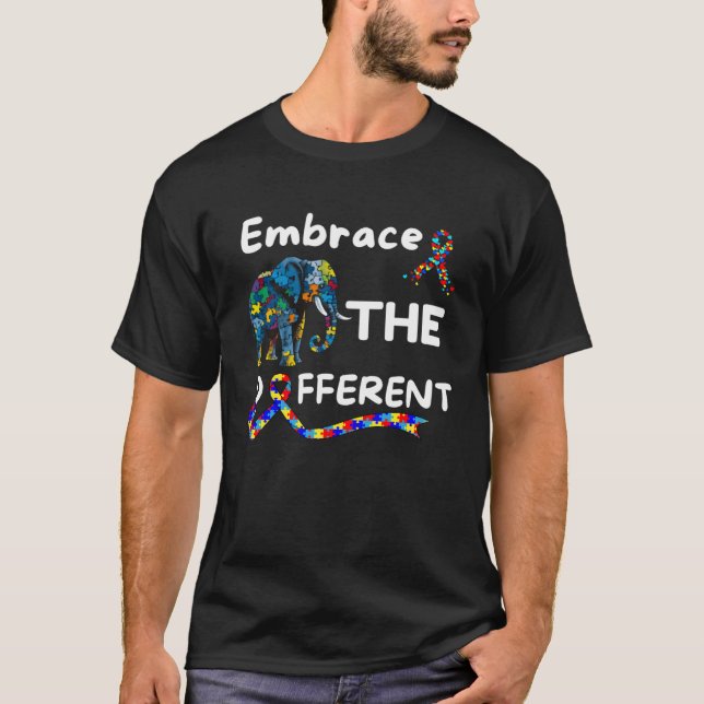 Camiseta Autism Awareness Embrace Different Elephant Unmask (Frente)