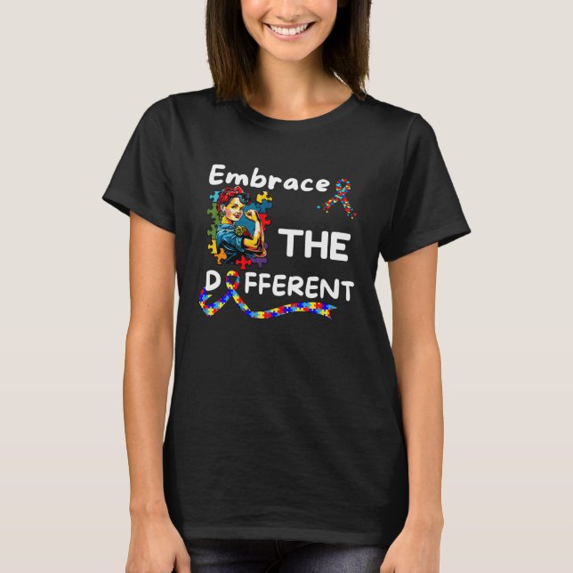 Camiseta Autism Awareness Embrace Different Unmasking Autis (Frente)