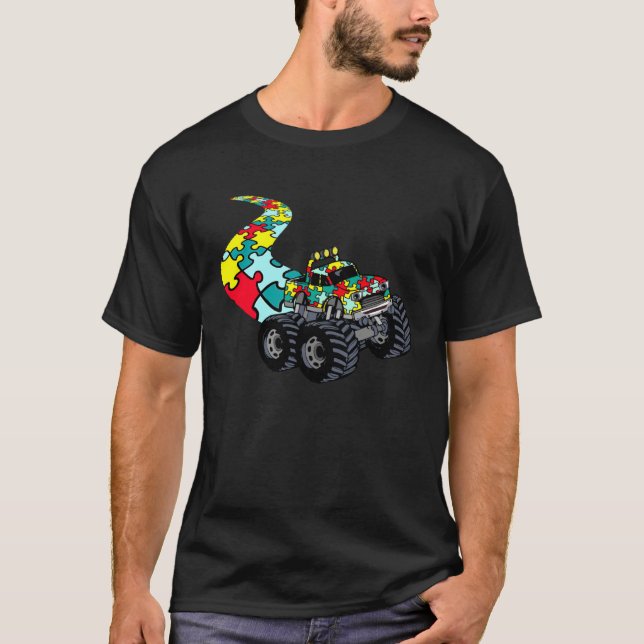 Camiseta Autism Awareness for Monster Truck  Boy Piece Puzz (Frente)