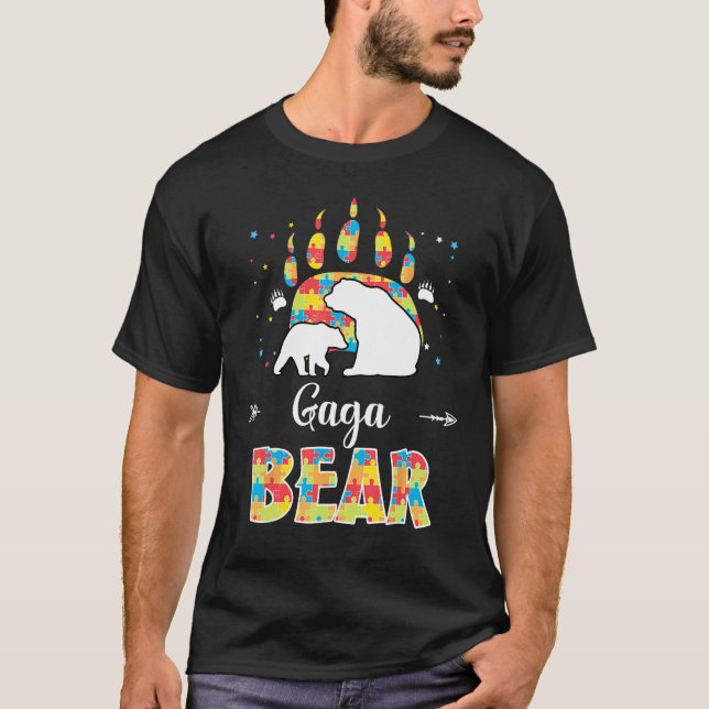 Camiseta Autism Awareness Gaga Bear Support Autistic Colorf (Frente)
