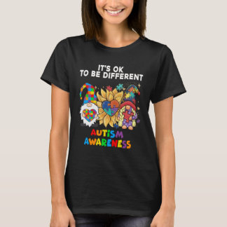 Camiseta Autism Awareness Gnomes Sunflower Its Ok To Be Dif