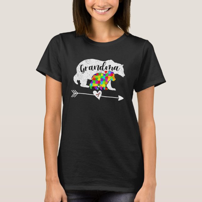 Camiseta Autism Awareness Grandma Bear Support Autistic Adu (Frente)