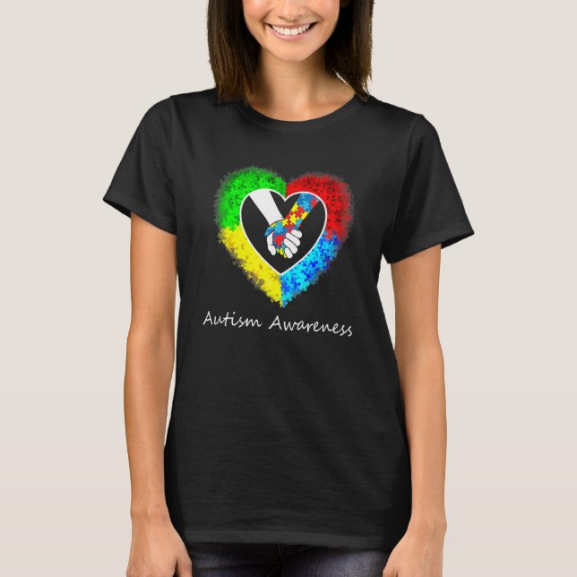 Camiseta Autism Awareness Hands In Heart Puzzle Pieces_1 (Frente)