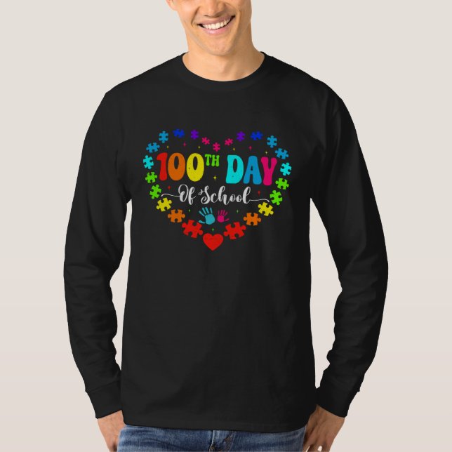 Camiseta Autism Awareness  Heart 100th Day of School Teache (Frente)