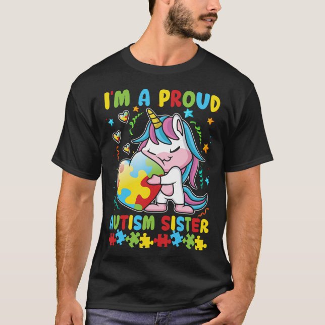 Camiseta Autism Awareness Heart Unicorn Girl Proud Autism S (Frente)