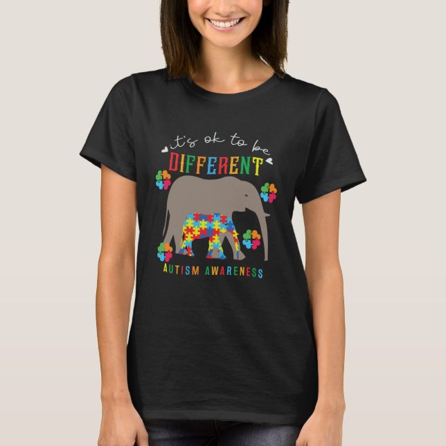Camiseta Autism Awareness It s Ok To Be Different Elephants (Frente)