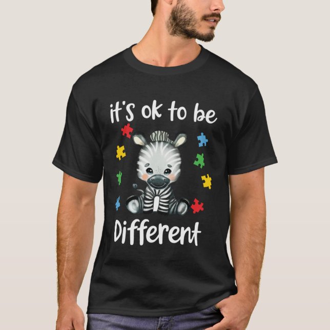 Camiseta Autism Awareness It s OK to be different Zebra (Frente)