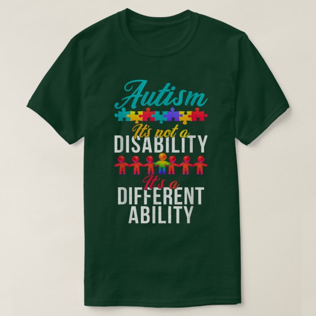 Camiseta Autism Awareness It's a Different Ability Skeleton (Frente do Design)