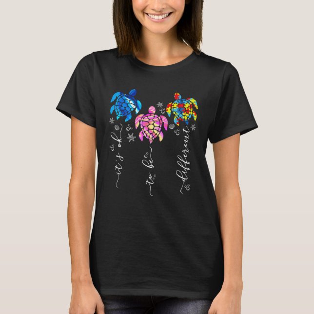 Camiseta Autism Awareness Its Ok To Be Different Sea Turtle (Frente)