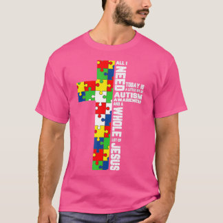 Camiseta Autism Awareness Jesus Cross Puzzle Cool Christian
