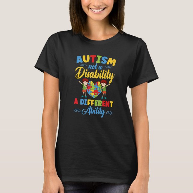 Camiseta Autism Awareness Kids Autism A Different Ability   (Frente)