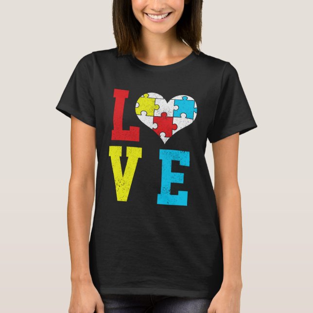 Camiseta Autism Awareness LOVE Autistic Pride Asperger Prou (Frente)