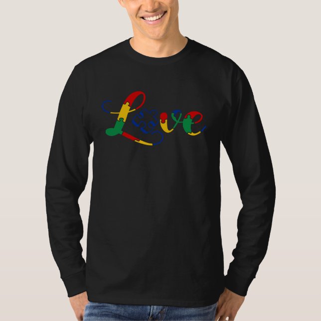 Camiseta Autism Awareness Love Heart Puzzle Piece  2 (Frente)