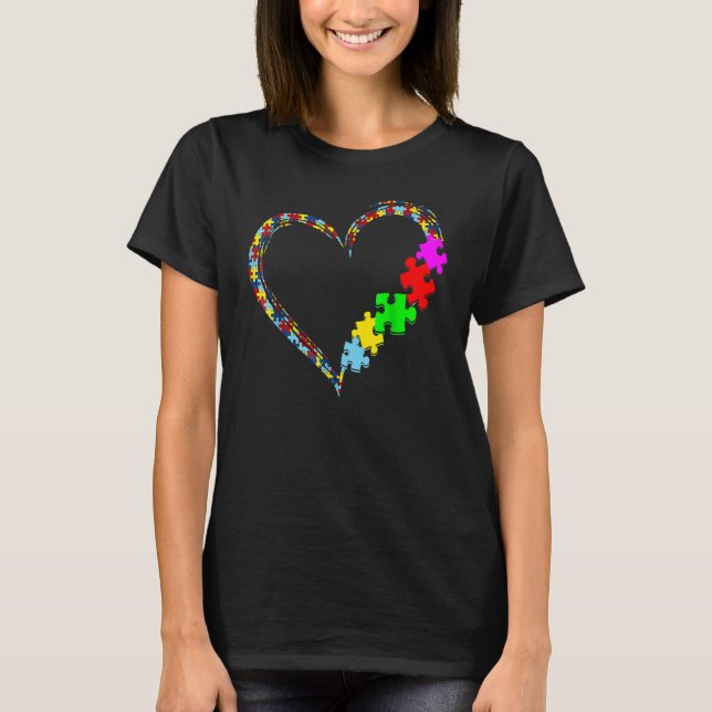 Camiseta Autism Awareness Love Heart Puzzle Piece Valentine (Frente)