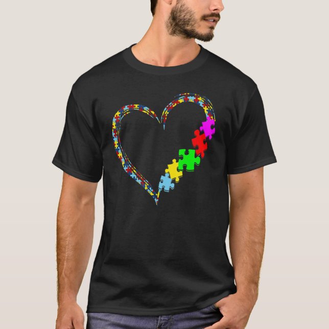 Camiseta Autism Awareness Love Heart Puzzle Piece Valentine (Frente)